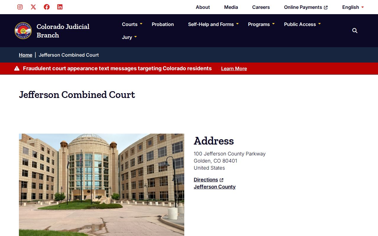 Golden residents directory research view of the Jefferson Combined Court records route