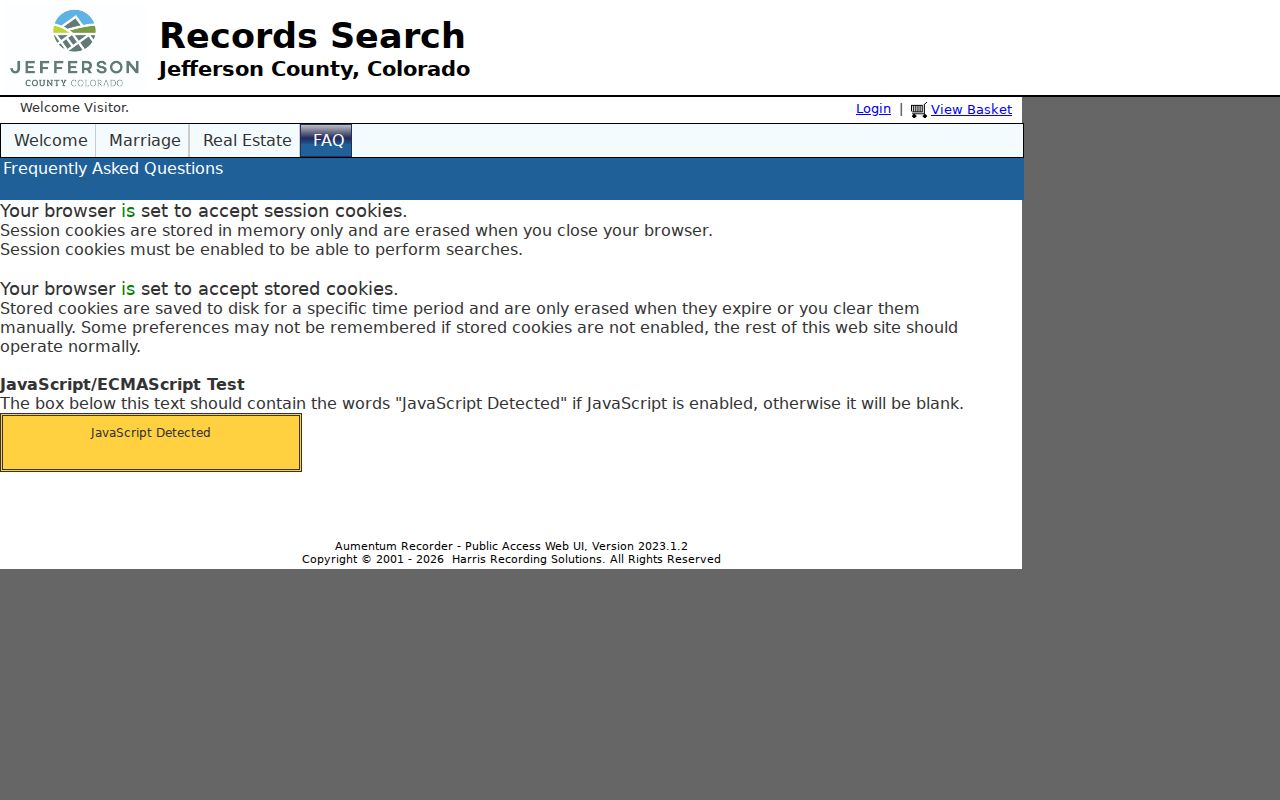 Golden street directory Aumentum real-estate index with party and deed search controls