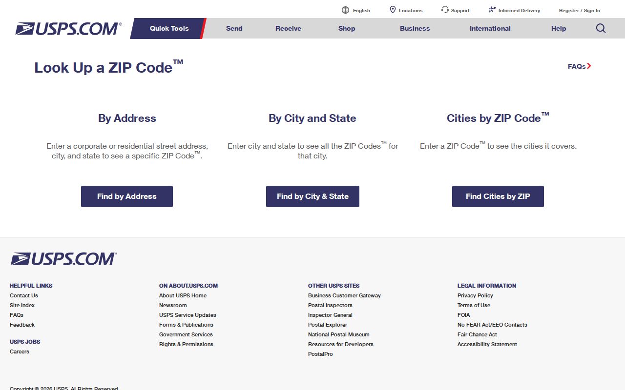 Golden ZIP code directory USPS lookup by address fields